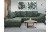 Rohová sedačka Kati, šedo-zelená látka, ľavý roh