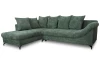 Rohová sedačka Kati, šedo-zelená látka, ľavý roh