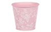 Obal na kvetináč ružový s bielymi ružami, 14 cm