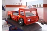 Detská posteľ Spark 90x200 cm, červené hasičské auto s osvetlením