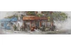 Ručne maľovaný obraz Domček 150x50 cm, výrazná štruktúra