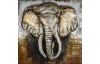 Kovový obraz na stenu Slon 80x80 cm, šedý vintage