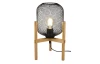 Stolová lampa Calimero, drevo, drôtené tienidlo