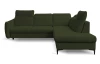 Rohová sedacia súprava Glow, fľaškovo zelená látka, pravý roh