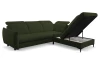 Rohová sedacia súprava Glow, fľaškovo zelená látka, pravý roh