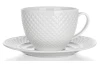 Šálka s podšálkou Diamond Line 220 ml, biely s reliéfem
