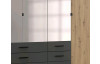 Šatníková skriňa s otočnými dverami Coventry, 225 cm, dub artisan/antracitová oceľ