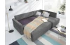 Rohová sedačka na trvalé spanie Island,  šedá látka, pravý roh
