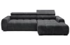Rohová sedačka Bull,grafitová tkanina,pravý roh,elektrické polohovanie