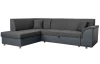 Rohová sedacia súprava Bernett, antracitová ekokoža/sivá tkanina, ľavý roh