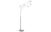 Stojaca lampa Tommy, 5 svietidiel, matný nikel/biela látka