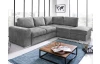 Rohová sedacia súprava Eddi, stredne šedá látka, pravý roh