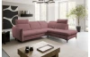 Rohová sedacia súprava Glow, tmavo ružová látka, pravý roh