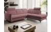 Rohová sedacia súprava Glow, tmavo ružová látka, pravý roh