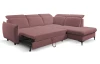 Rohová sedacia súprava Glow, tmavo ružová látka, pravý roh