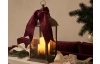 Vianočná dekorácia Lampáš s LED sviečkami a mašľou 49 cm, čierna/zlatá patina