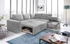 Rohová sedacia súprava Eddi, svetlo šedá látka, pravý roh