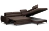 Rohová sedacia súprava Mocca, čokoládovo hnedá koža, pravý roh