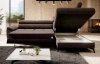Rohová sedacia súprava Mocca, čokoládovo hnedá koža, pravý roh
