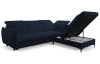 Rohová sedacia súprava Glow, námornícka modrá látka, pravý roh
