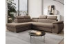 Rohová sedacia súprava Viera, svetlo hnedá látka, ľavý roh