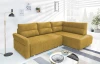 Rohová sedačka na trvalé spanie Island,horčicová žltá látka, pravý roh
