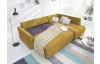 Rohová sedačka na trvalé spanie Island,horčicová žltá látka, pravý roh