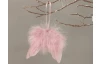 Vianočná dekorácia/ozdoba Anjelské krídla z peria 8 cm, ružové