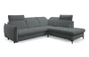 Rohová sedacia súprava Glow, stredne šedá látka, pravý roh