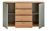 Komoda so zásuvkami Simada 150 cm, dub artisan/šalviovo zelená