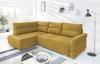 Rohová sedačka na trvalé spanie Island, horčicová žltá látka, ľavý roh