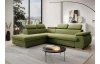 Rohová sedačka Viera, šalátovo zelená látka, ľavý roh