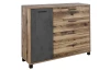 Komoda so zásuvkami Sarnia, zrubové dosky / tmavý betón