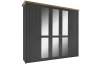 Šatníková skriňa Locarno, 5-dverová, grafit/dub artisan