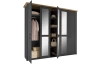 Šatníková skriňa Locarno, 5-dverová, grafit/dub artisan