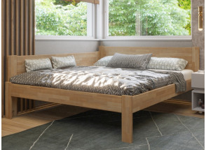 Rohová posteľ so zástenou vľavo Fava L 180x200 cm, prírodný buk