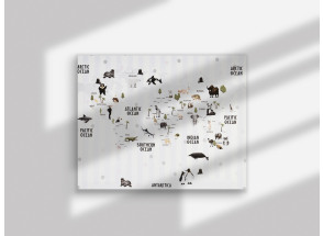 Obraz na plátne Mapa sveta so zvieratami, 40x50 cm