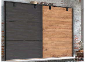 Šatník s posuvnými dverami Detroit, 250 cm, doskový dub / antracitová oceľ