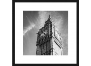 Rámovaný obraz Big Ben 40x40 cm, čiernobiely