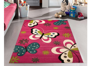 Detský koberec Diamond Kids 120x170 cm, motív motýľov, ružový