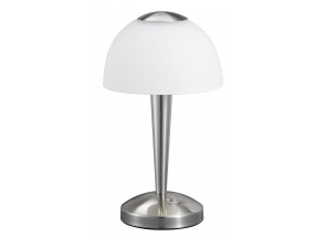 Stolová LED lampa Ventura 29 cm, matný nikel/biele sklo