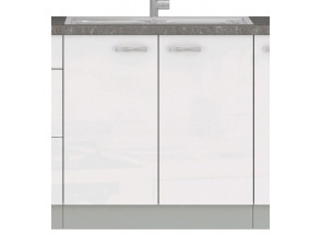 Kuchynská drezová skrinka Bianka 80ZL, 80 cm, biely lesk