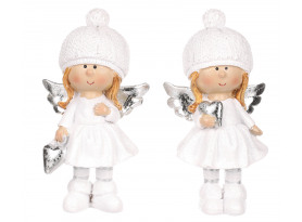 Vianočné dekorácie (2 druhy) Anjel v bielych šatách, 11 cm