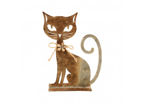 Dekoračná soška Mačka 17 cm, kovová hnedá