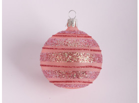 Vianočná ozdoba guľa 6 cm, ružová, sklo