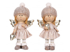 Vianočna dekorácia (2 druhy) Anjel v krémových šatách, 11 cm