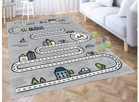 Deský koberec Indigo Kids 120x170 cm, cesty mesta, šedý