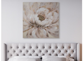 Ručne maľovaný obraz Kvetina 100x100 cm, výrazná štruktúra