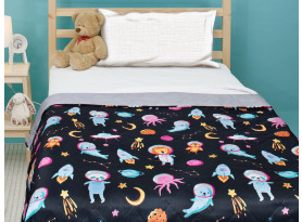Detský prehoz na posteľ Zvieratká vo vesmíre, 170x210 cm