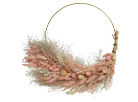 Dekoračný veniec Sušené trávy 30 cm, ružový